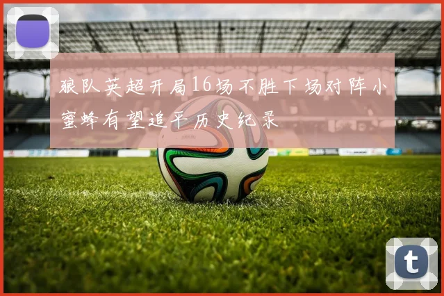 狼队英超开局16场不胜下场对阵小蜜蜂有望追平历史纪录